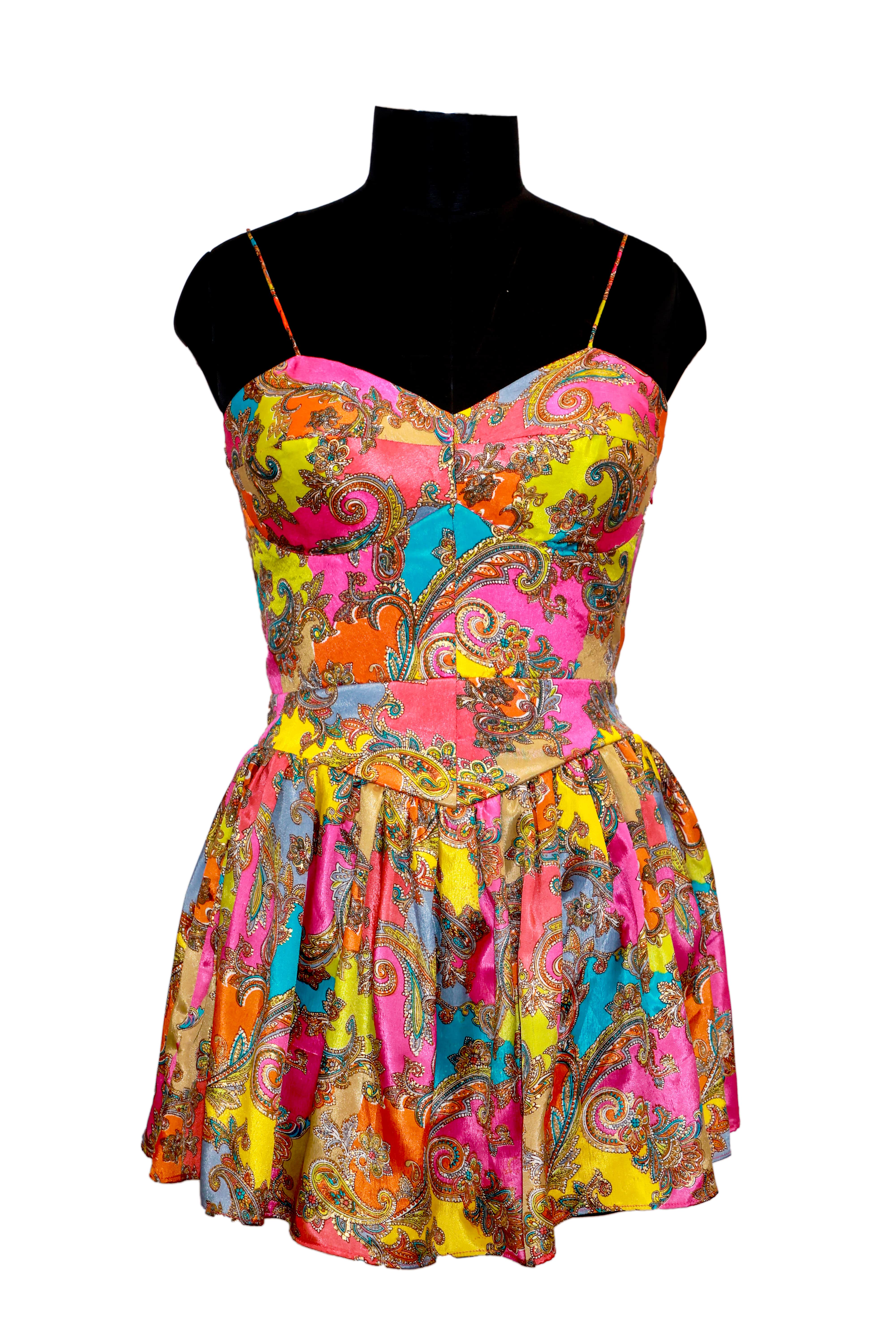 Multicolored high low tiered dress