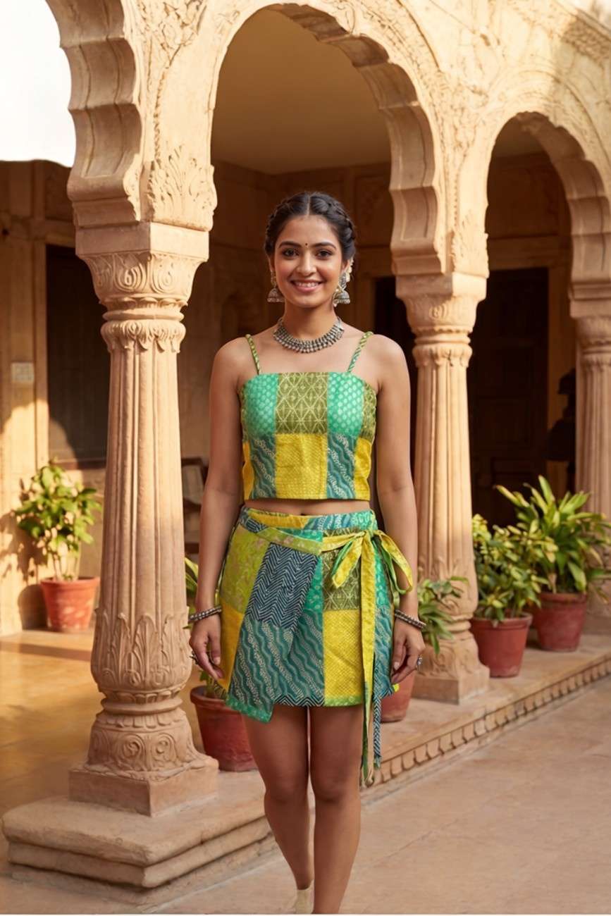 Crop top and Skirt (patchwork)